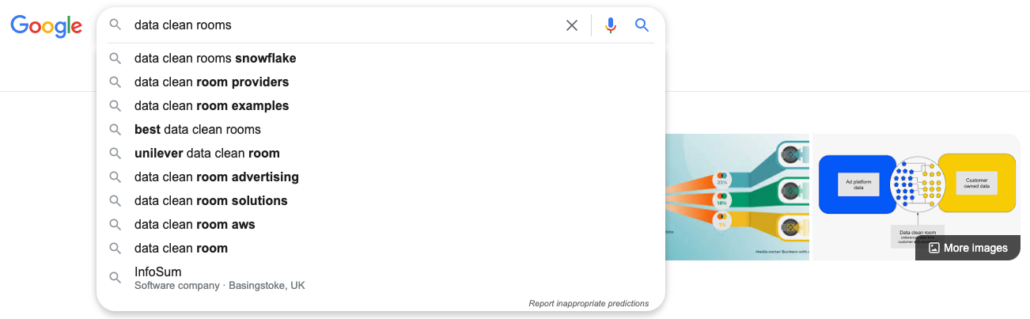 Screenshot of Google's Autocomplete functionality